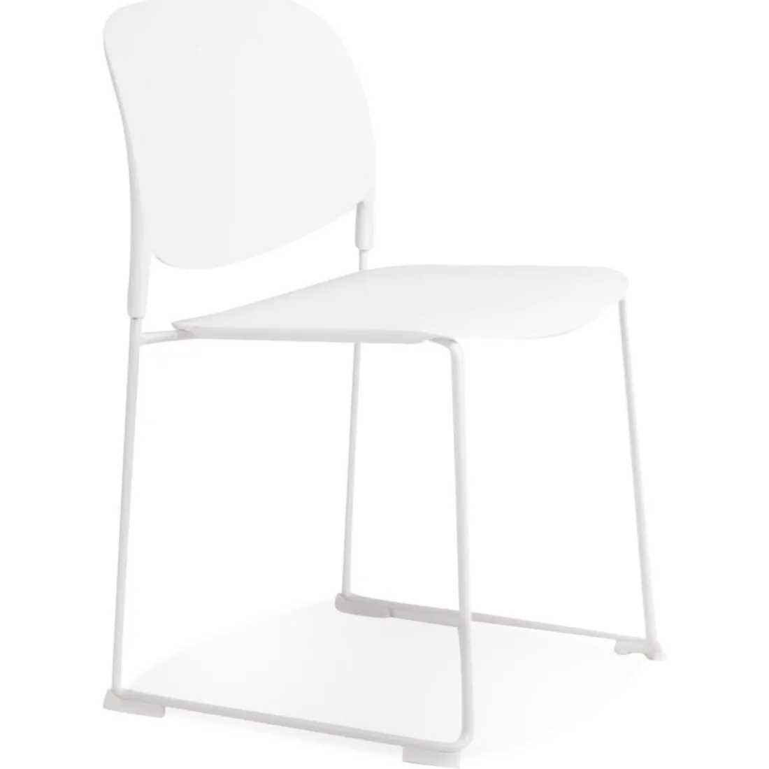 Chaise 'PILA' blanche avec assise plastique et structure métal