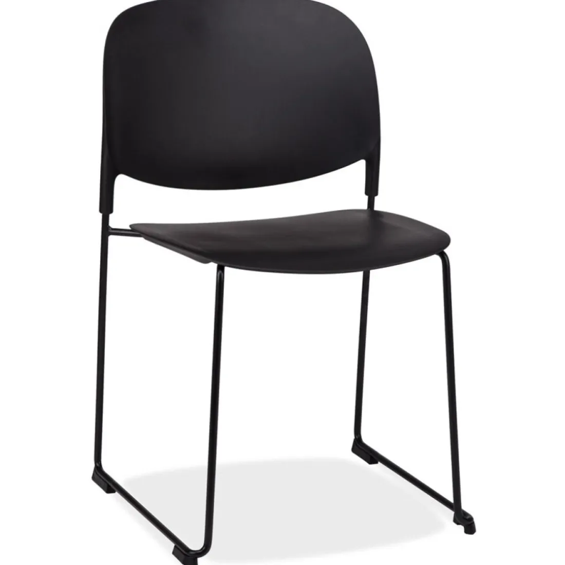 Chaise 'PILA' noire avec assise plastique et structure métal