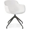 Chaise pivotante avec accoudoirs 'NOCTURN' en tissu bouclé blanc et métal noir