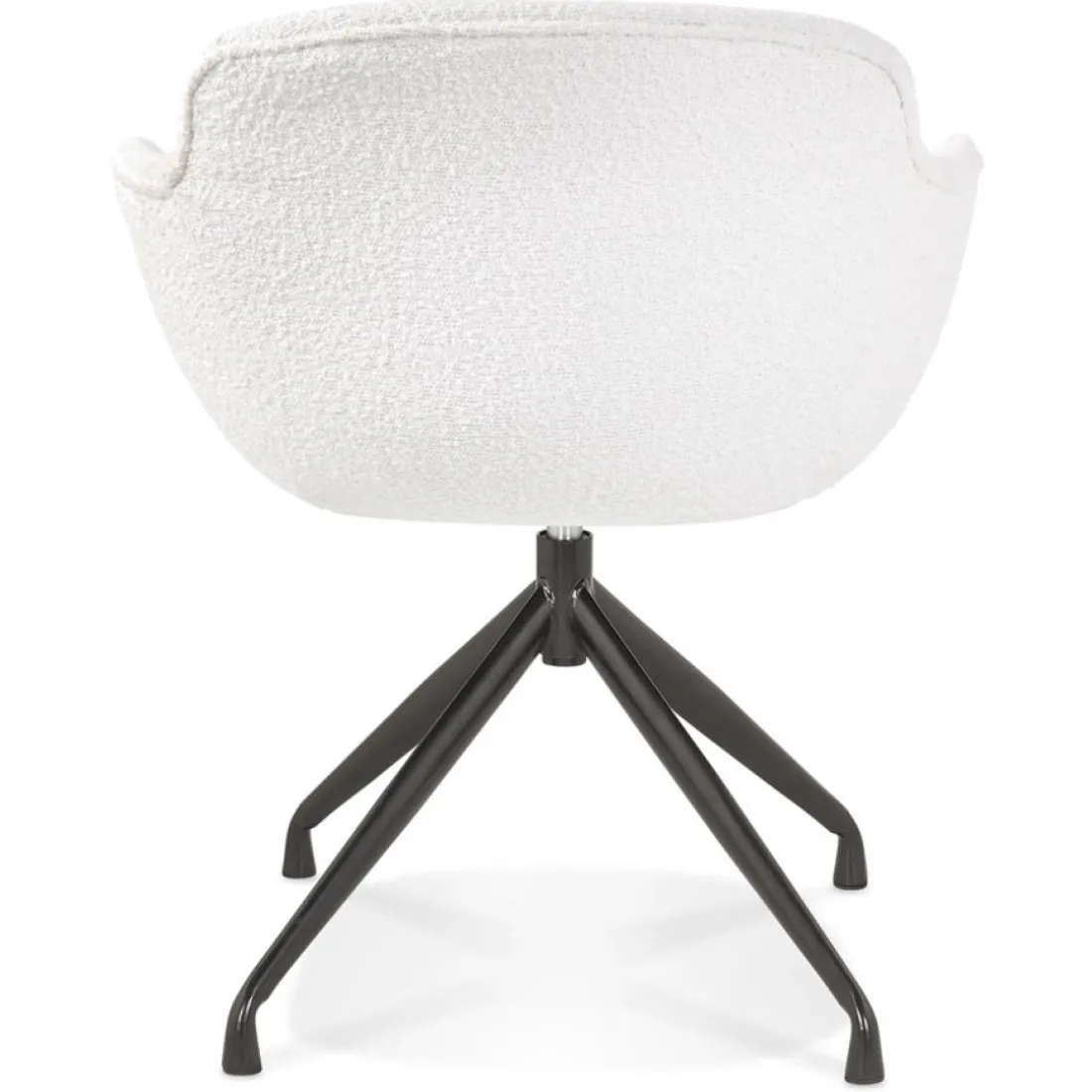 Chaise pivotante avec accoudoirs 'NOCTURN' en tissu bouclé blanc et métal noir