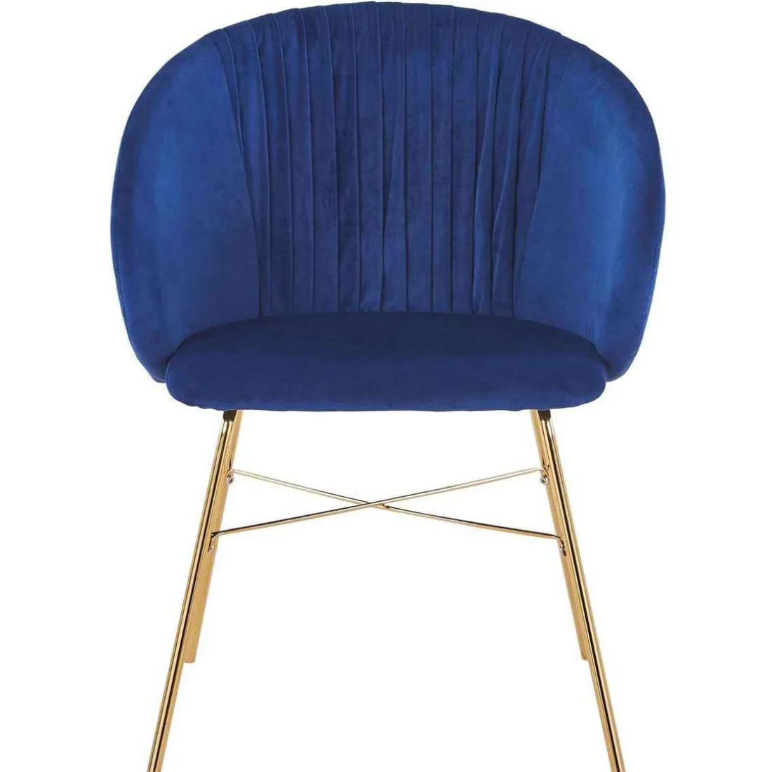 Chaise SARTA Velours Bleu Pieds Or