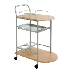Chariot de cuisine double plateau couleur hètre
