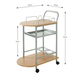 Chariot de cuisine double plateau couleur hètre