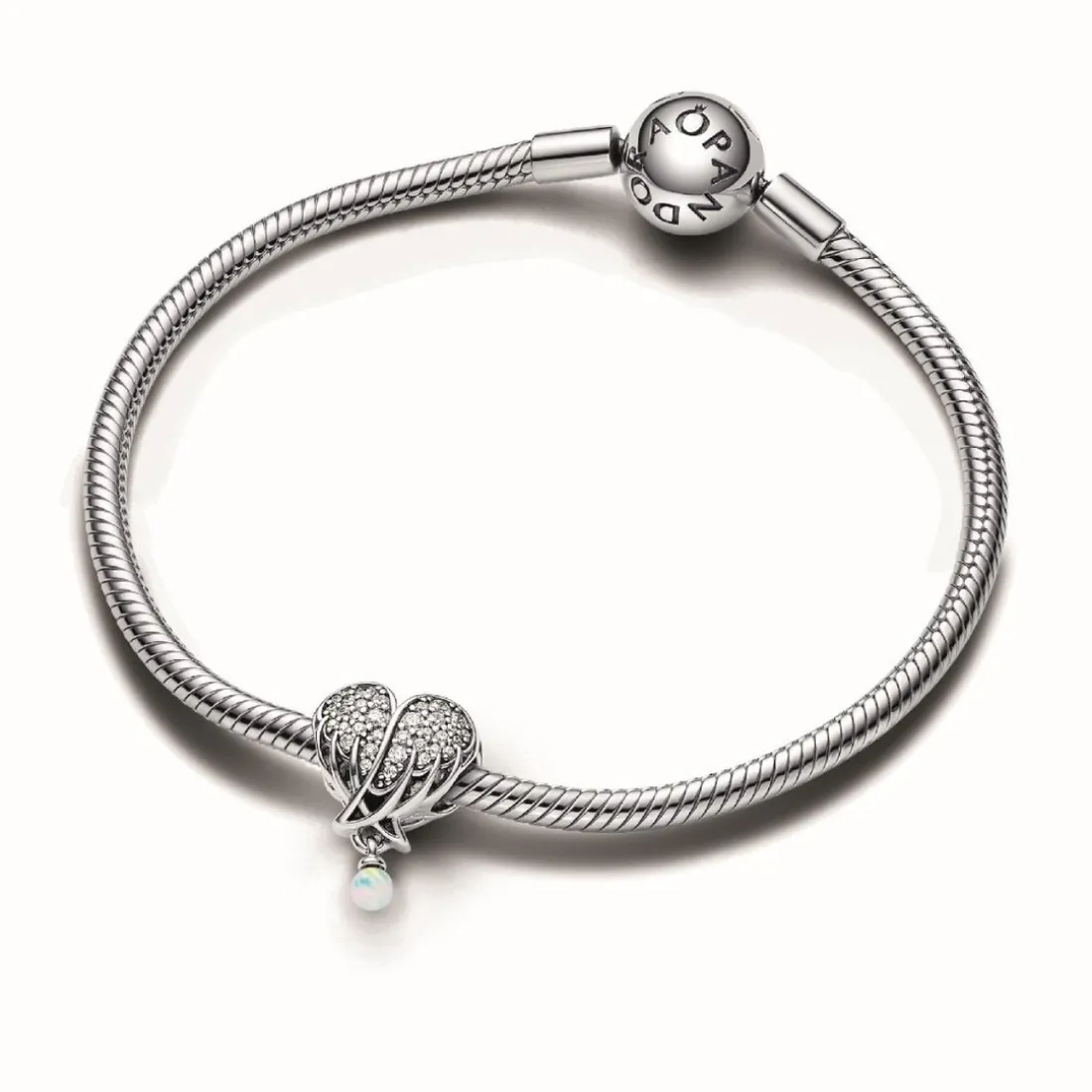 Charm Cœur et Ailes d’Ange Scintillant - Pandora Moments