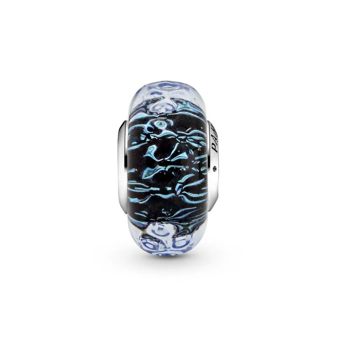 Charm Océan Verre de Murano Bleu Foncé Ondulé Pandora Colours - Argent