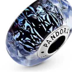 Charm Océan Verre de Murano Bleu Foncé Ondulé Pandora Colours - Argent