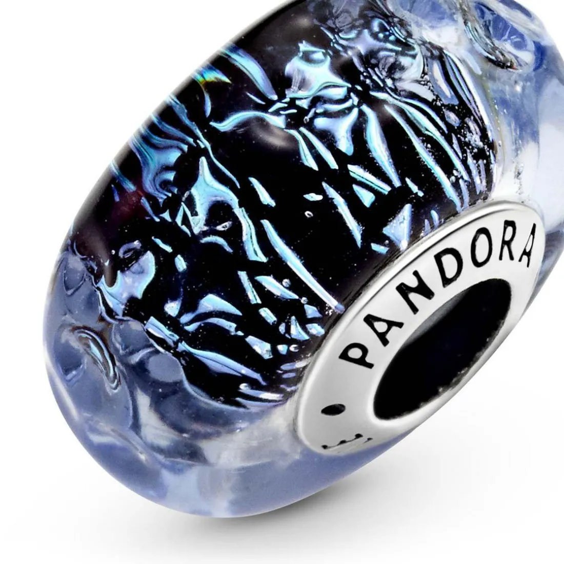Charm Océan Verre de Murano Bleu Foncé Ondulé Pandora Colours - Argent
