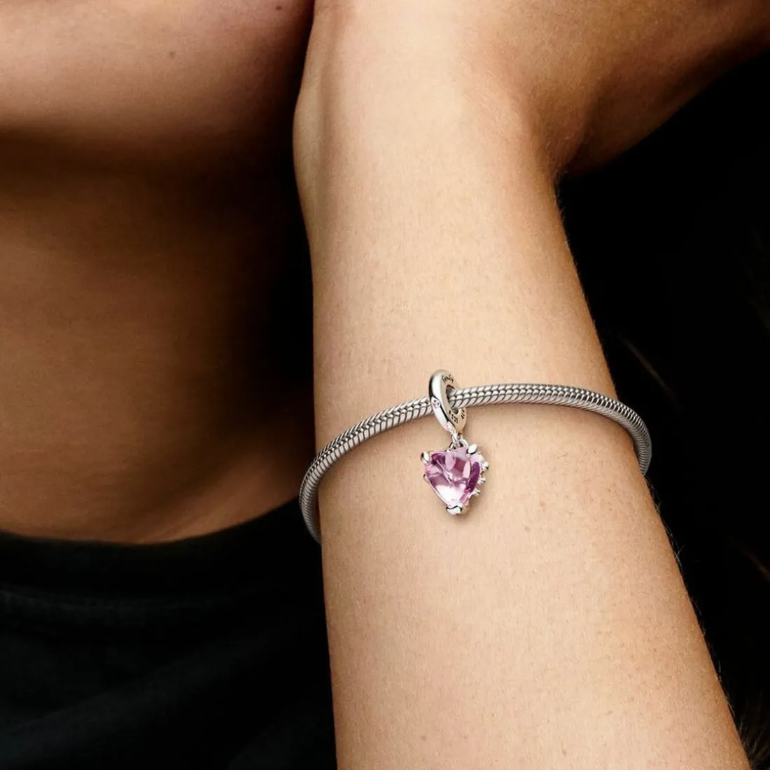 Charm Pendant Cœur et Arbre de Vie Rose - Pandora Moments