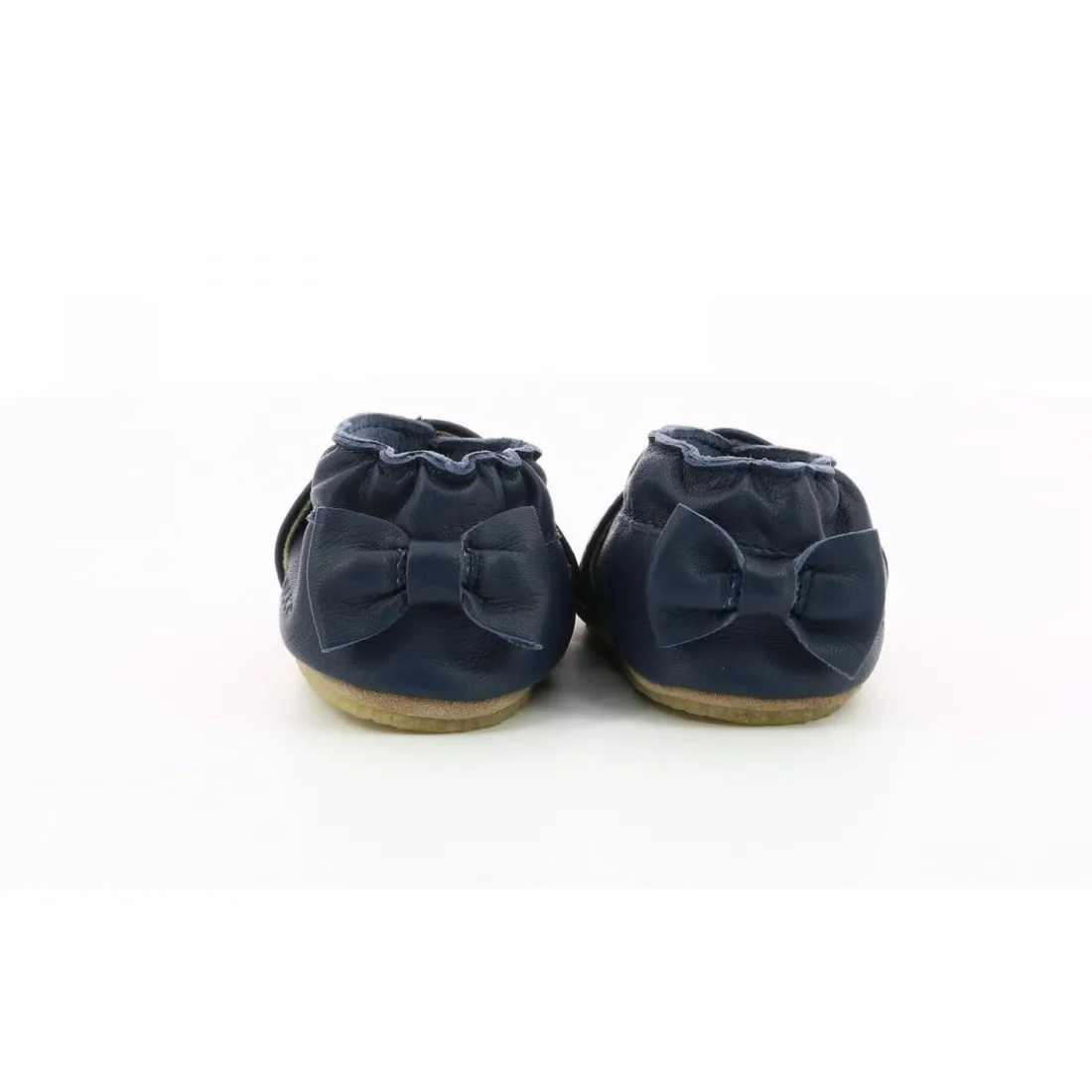 Chausson Bebe Mixte en cuir bleu marine