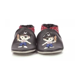 Chausson Bebe pour Garçon en cuir bleu marine