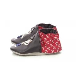 Chausson Bebe pour Garçon en cuir bleu marine