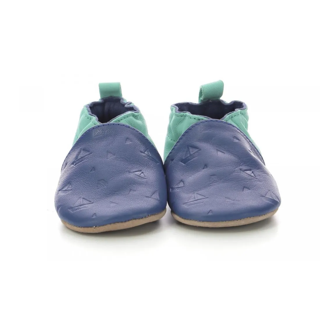 Chausson Bebe pour Garçon en cuir bleu turquoise