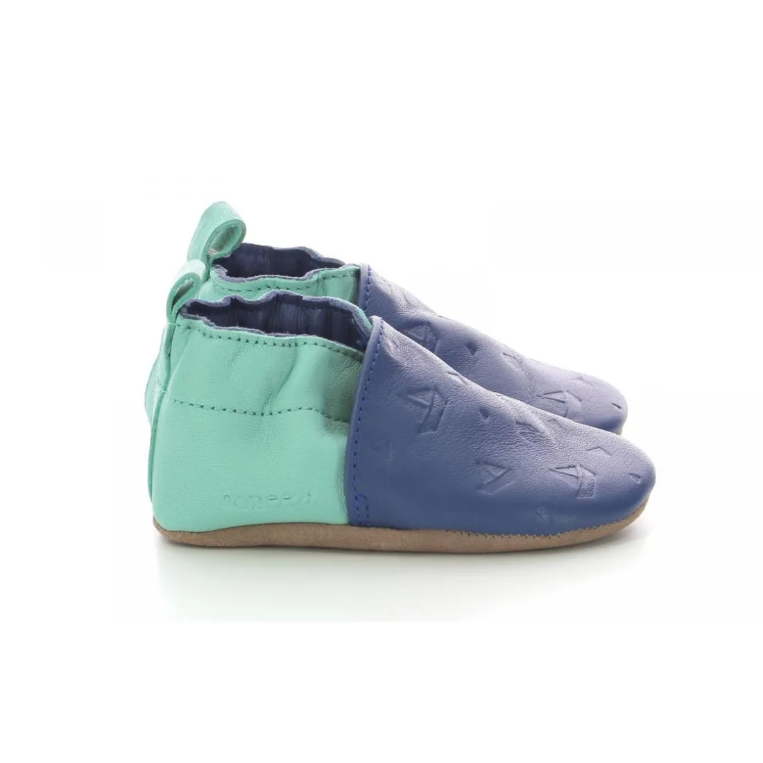 Chausson Bebe pour Garçon en cuir bleu turquoise