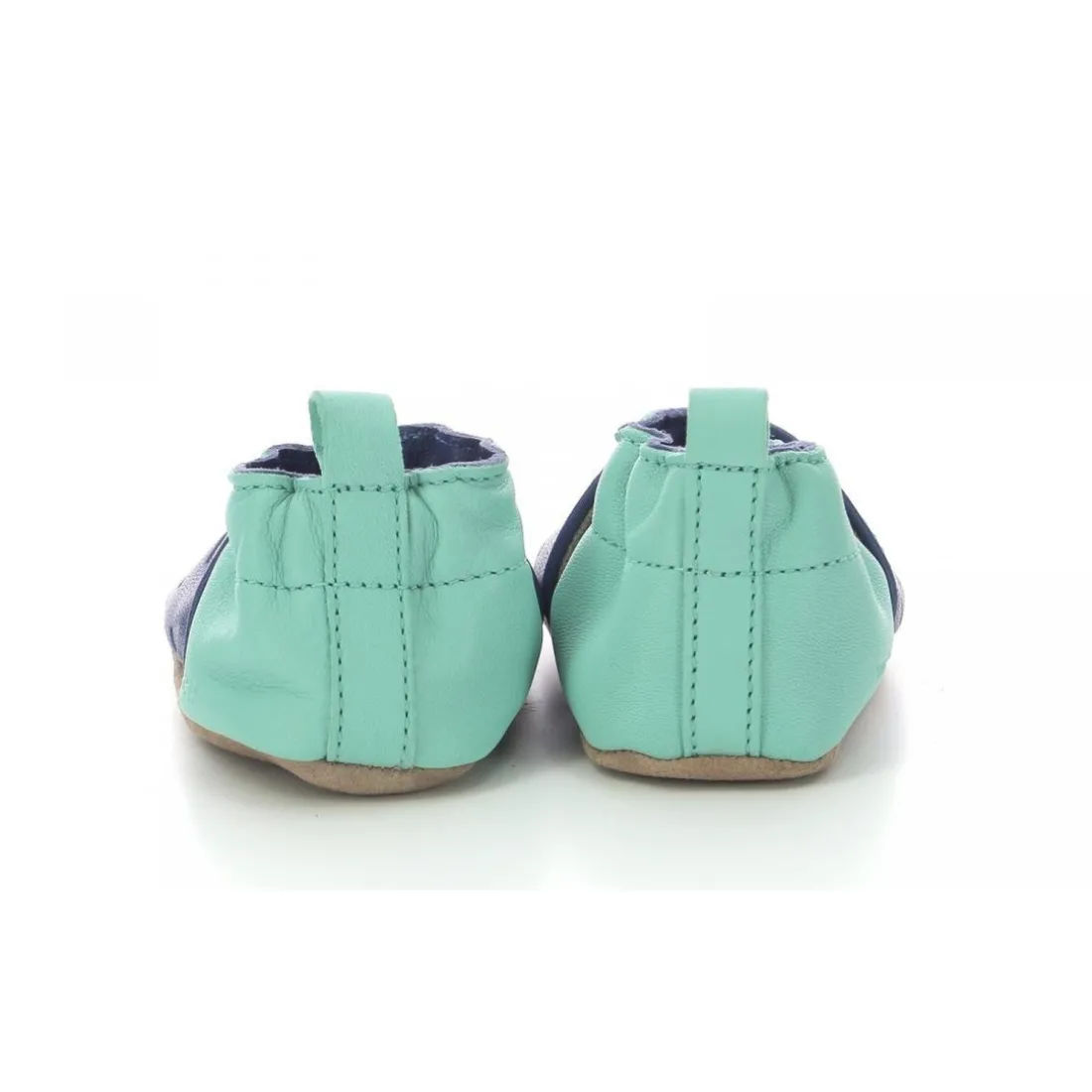 Chausson Bebe pour Garçon en cuir bleu turquoise