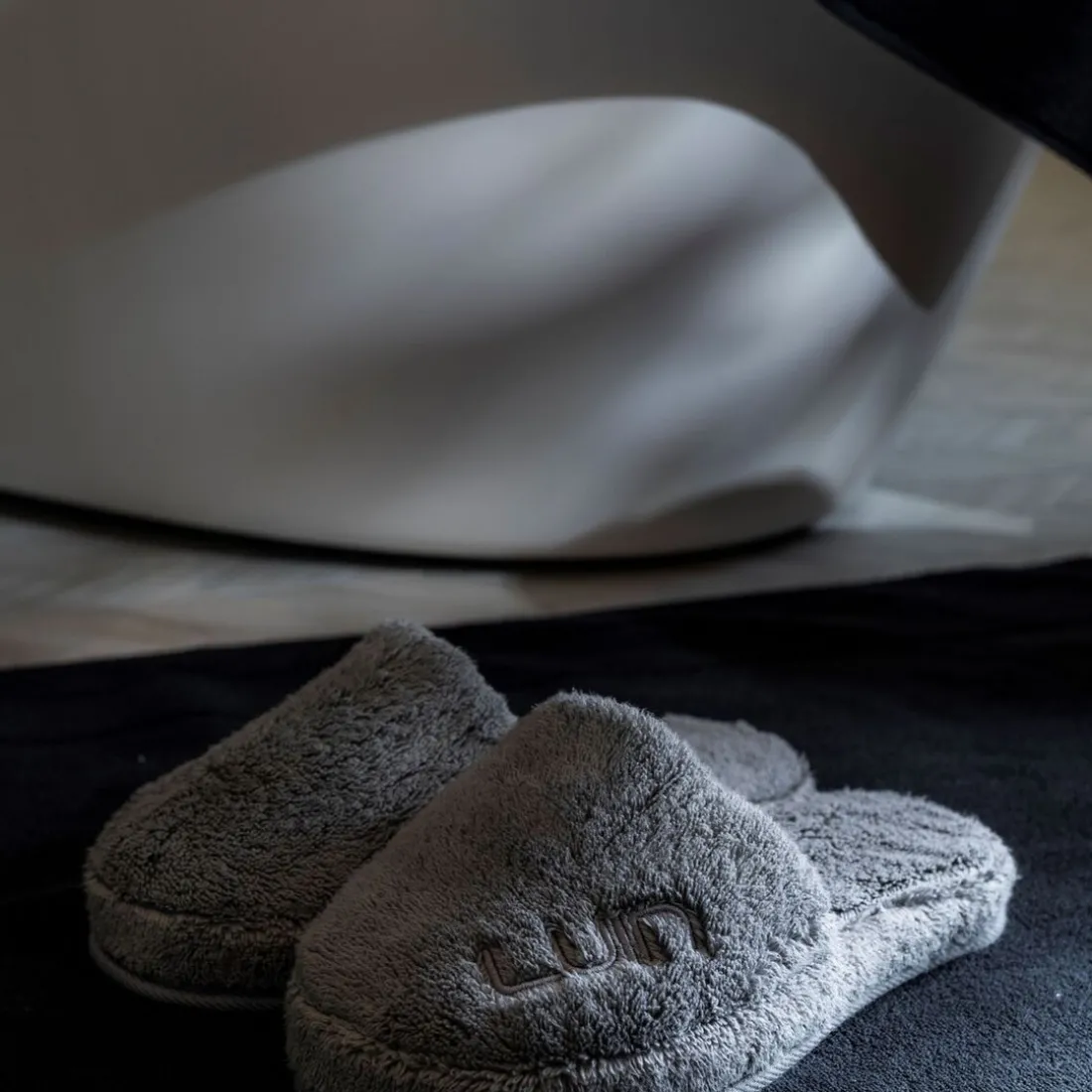 Chaussons Cosy Granite gris en coton