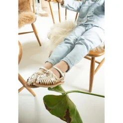Chaussure en cuir tressé Alegria champagne/blanc
