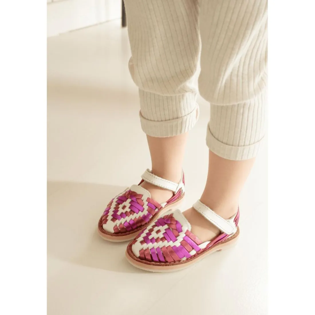 Chaussure en cuir tressé Alegria multi rose