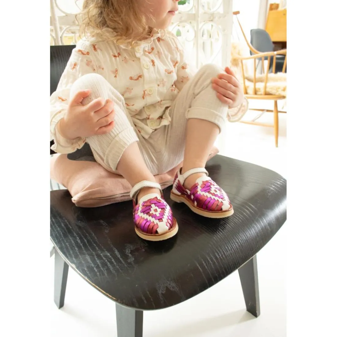 Chaussure en cuir tressé Alegria multi rose