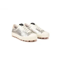 Chaussure Pataugas femme tendance avec une semelle crantée épaisse - Argent en cuir