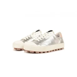 Chaussure Pataugas femme tendance avec une semelle crantée épaisse - Argent en cuir