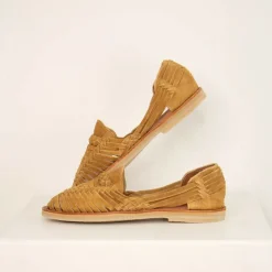 Chaussures cuir tressé femme Alègre suède camel