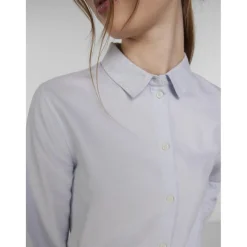 Chemise col boutonné manches longues bleu en coton