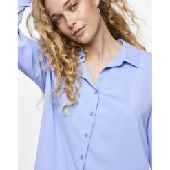 Chemise col boutonné manches longues bleu