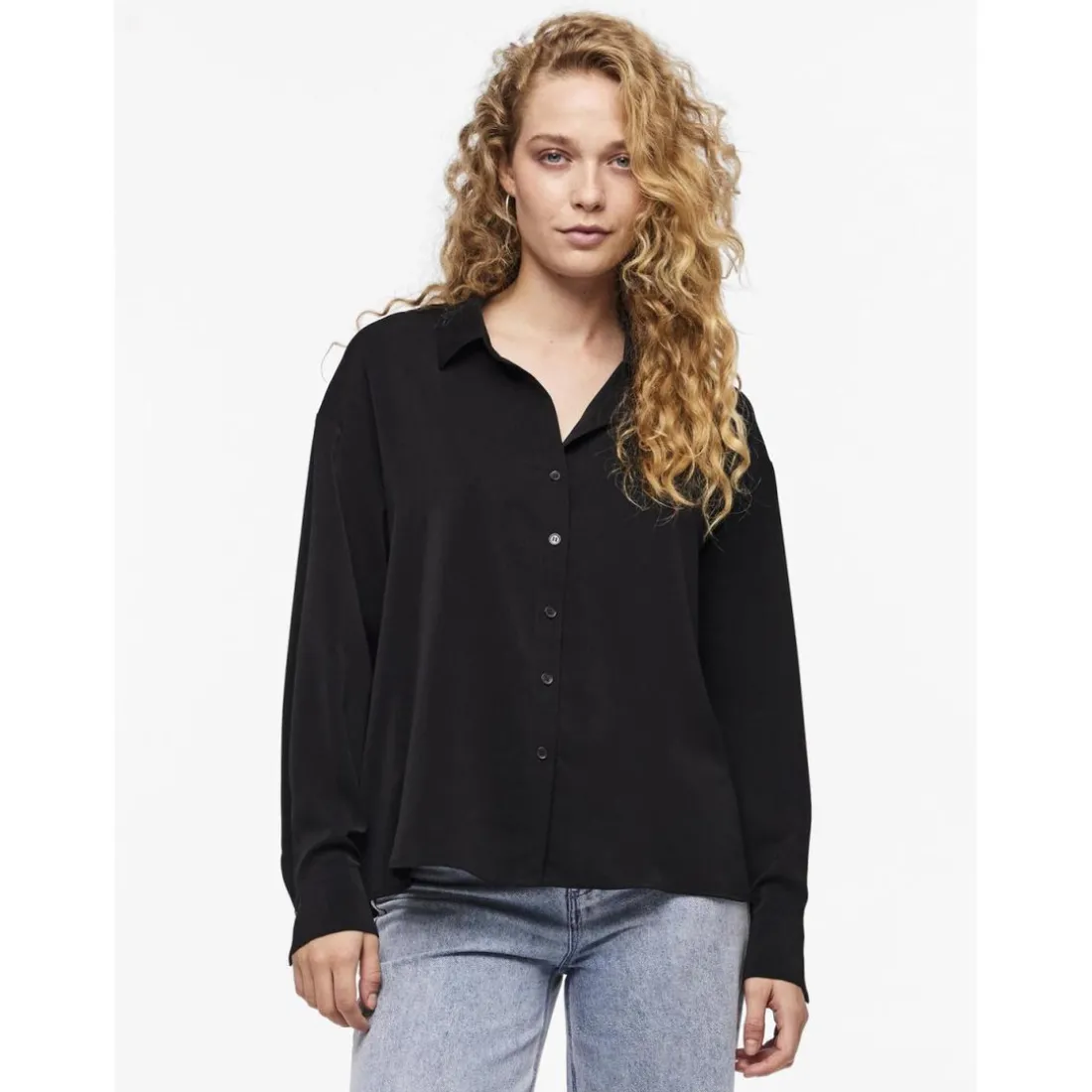 Chemise col boutonné manches longues noir