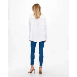Chemise Col chemise Manches longues blanc en lin