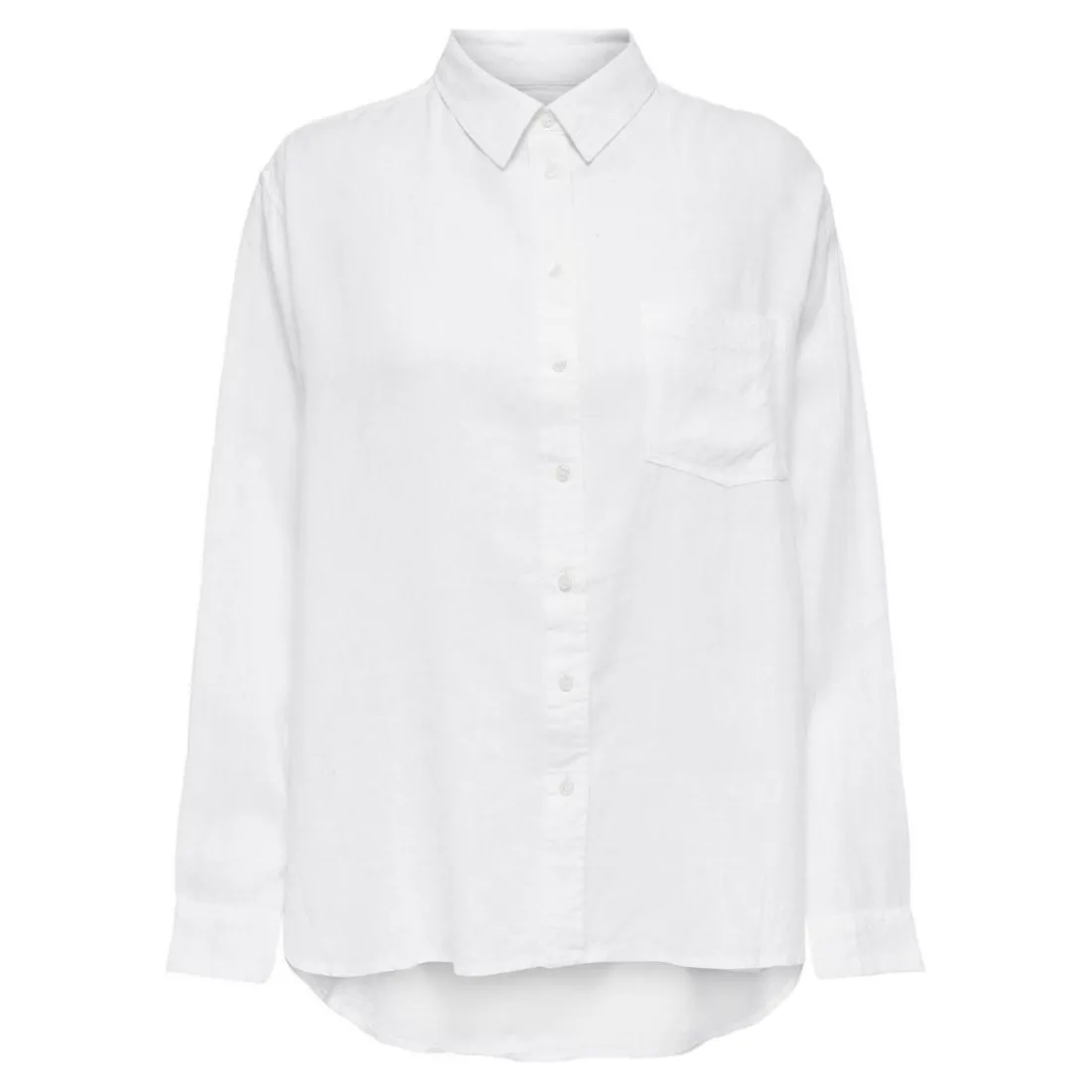 Chemise Col chemise Manches longues blanc en lin
