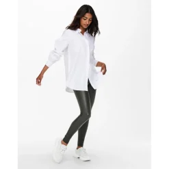 Chemise Col chemise Manches longues blanc en coton