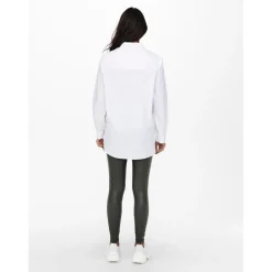 Chemise Col chemise Manches longues blanc en coton