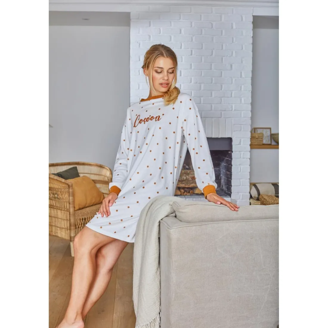 Chemise de nuit blanc cassé