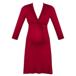 Chemise de nuit grossesse et allaitement rouge Cache Coeur Lingerie en viscose