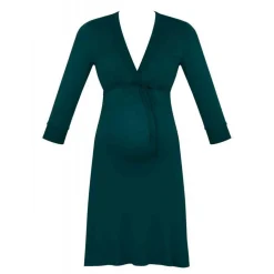 Chemise de nuit grossesse et allaitement verte Cache-Cœur Lingerie en viscose
