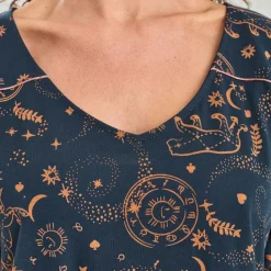 Chemise de nuit LOUNA bleu en coton