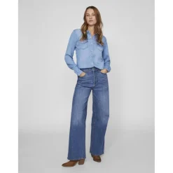 Chemise en denim manches longues bleu clair