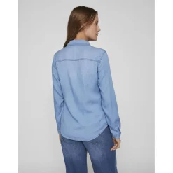 Chemise en denim manches longues bleu clair