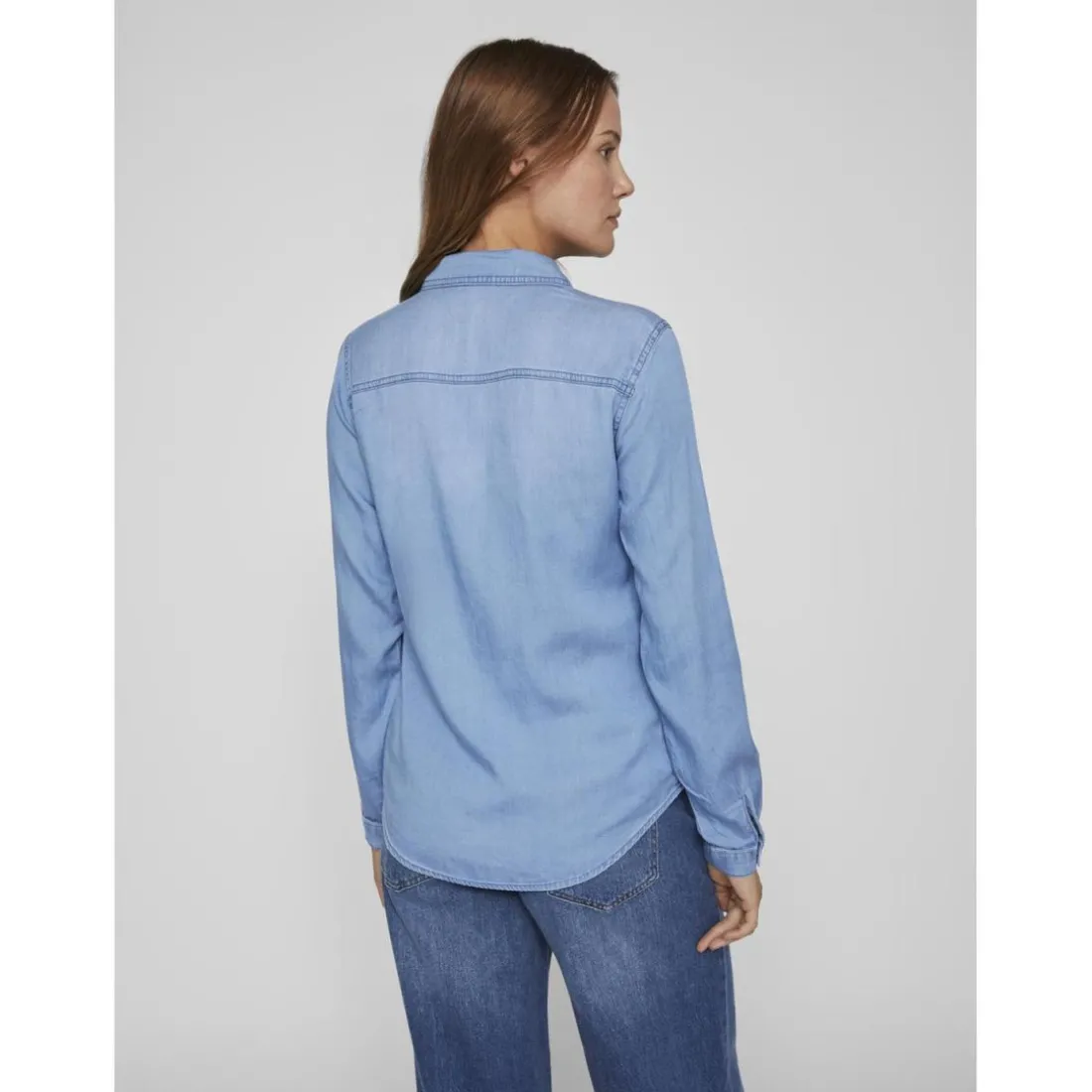 Chemise en denim manches longues bleu clair
