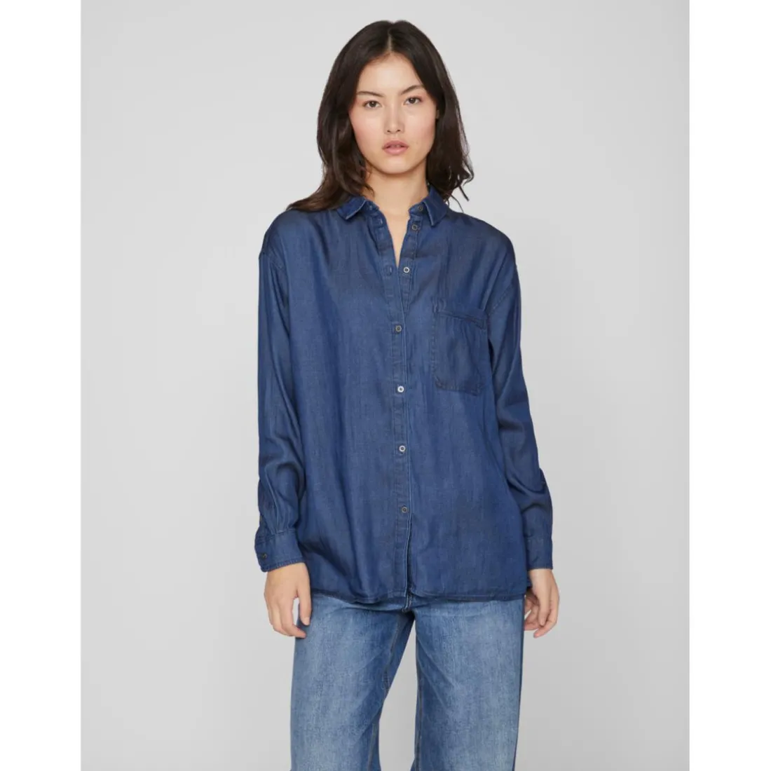 Chemise en denim oversize bleu foncé