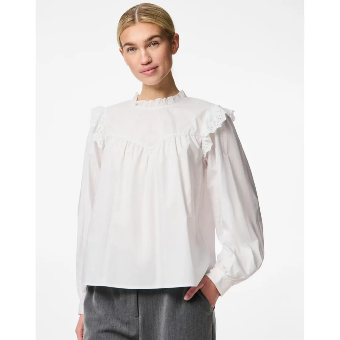 Chemise en popeline manches longues en coton Vela blanc Lucy
