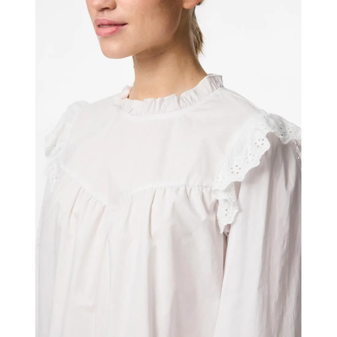 Chemise en popeline manches longues en coton Vela blanc Lucy