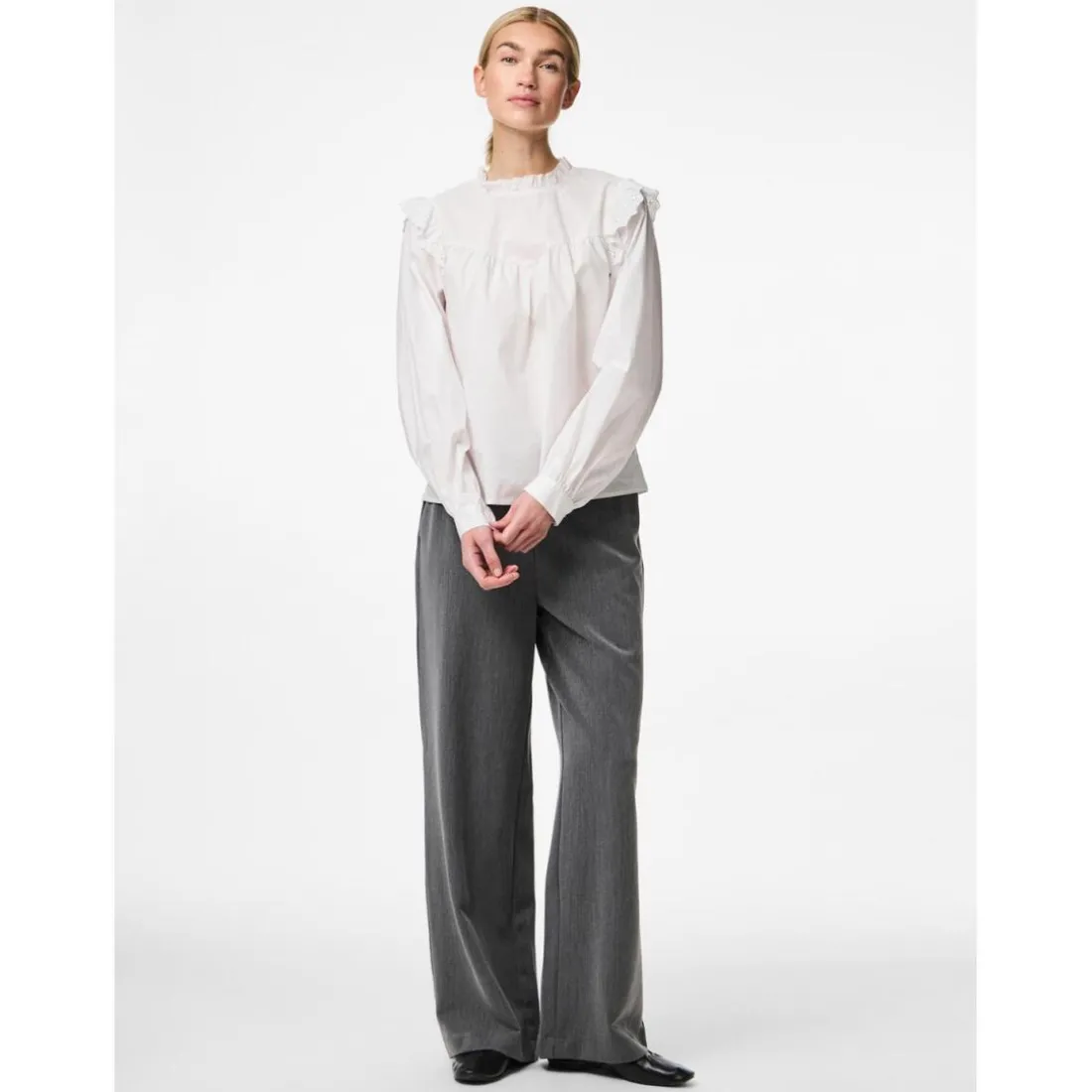 Chemise en popeline manches longues en coton Vela blanc Lucy