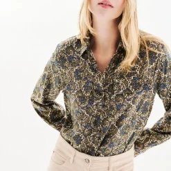 Chemise femme beige en viscose