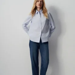 Chemise femme bleue claire en coton bleu clair