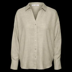 Chemise fermeture par bouton poignets boutonnés col chemise épaules tombantes manches longues gris Lily