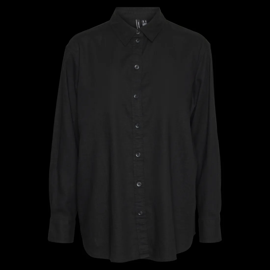 Chemise fermeture par bouton poignets boutonnés col chemise manches larges manches longues noir en lin Louise