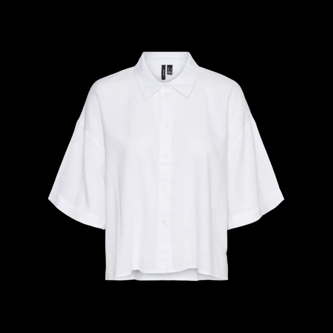 Chemise fermeture par bouton col chemise manches larges manches 2/4 blanc en lin Lise