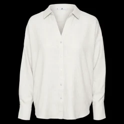 Chemise fermeture par bouton poignets boutonnés col chemise épaules tombantes manches longues blanc Nell