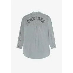 Chemise fille oversize Ginagi à rayures vertes en coton pour fille